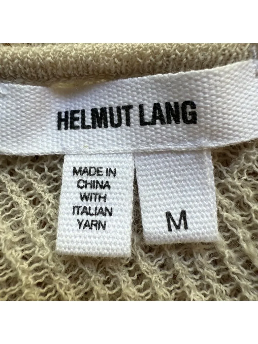 Helmut Lang Size M Beige Asymmetric Pullover Knit Wool Blend Crew Neck Sweater